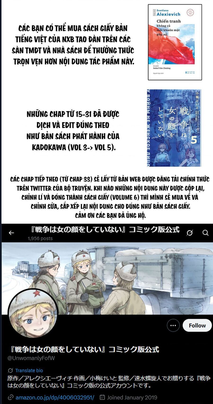 Chiến tranh không có một khuôn mặt phụ nữ Chapter 33.2 - TC Truyện