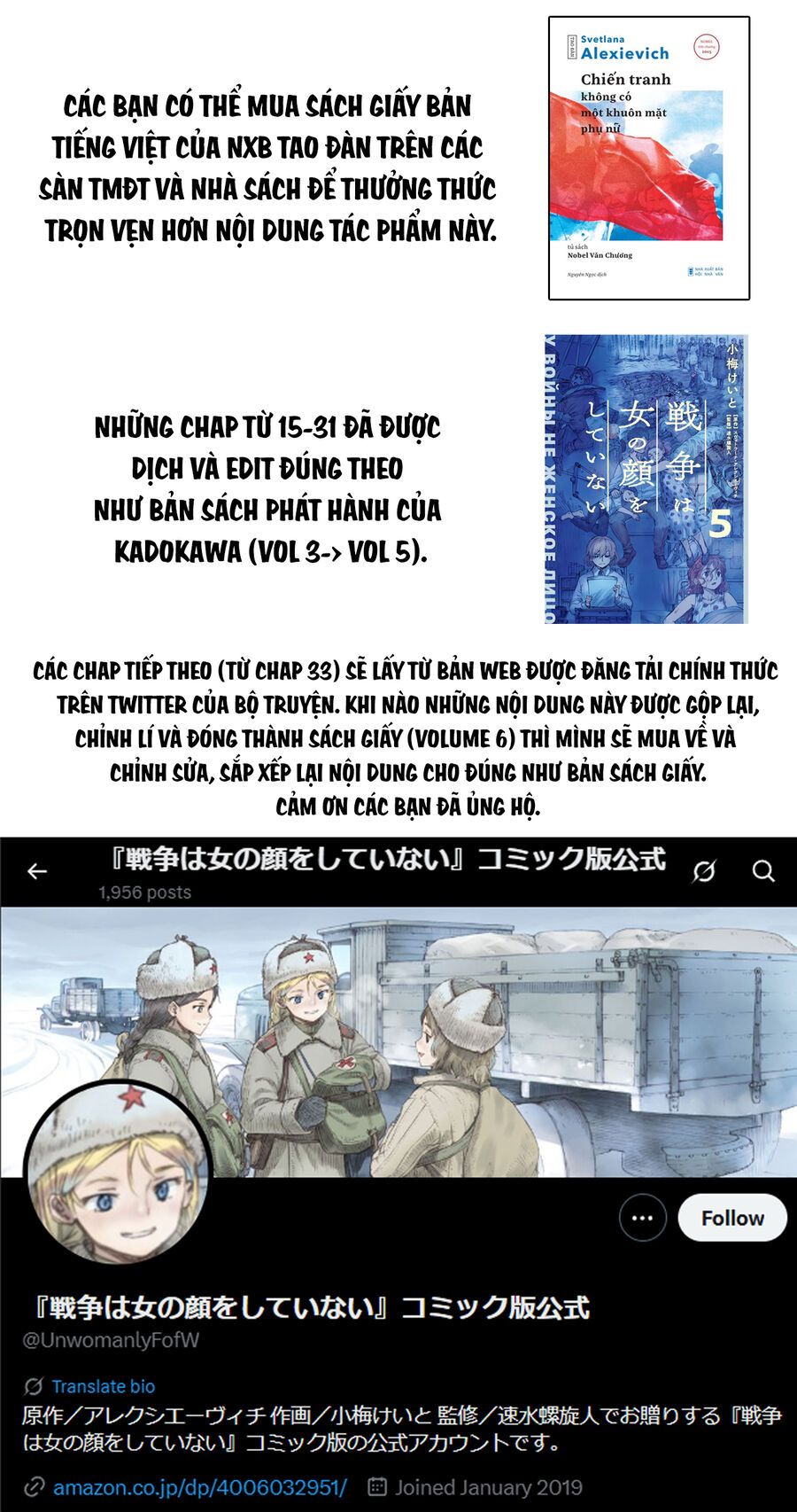 Chiến tranh không có một khuôn mặt phụ nữ Chapter 34.2 - TC Truyện